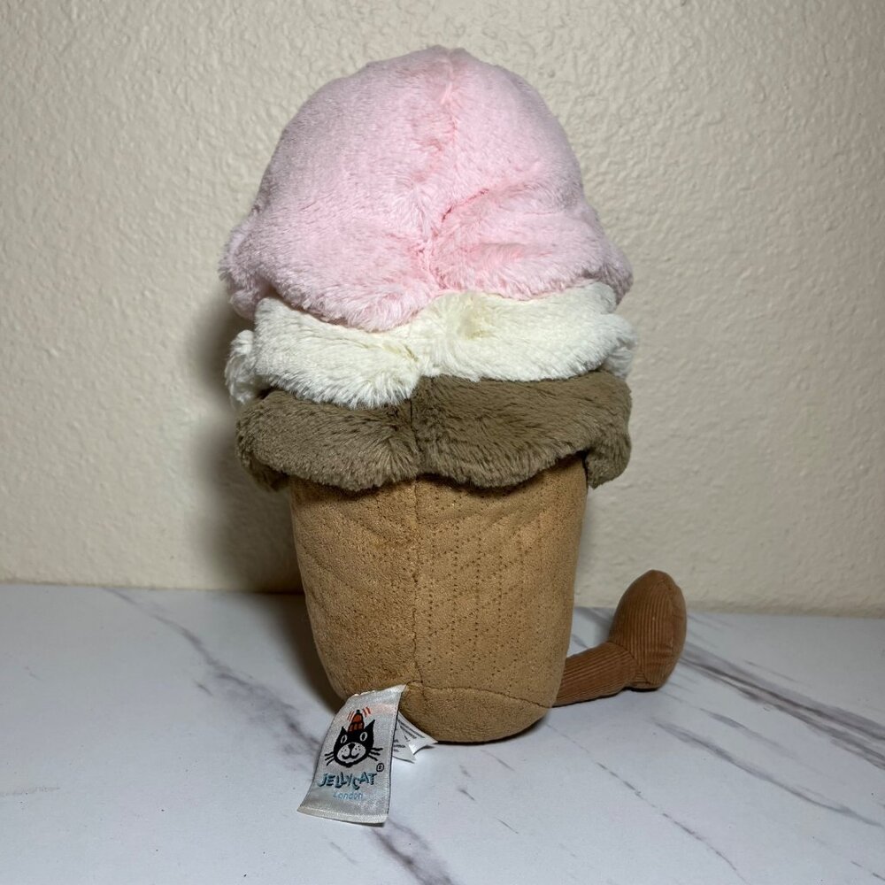 Amuseable Ice Cream Plush Toy 12” W/ Cone & Smiley Face - Picture 3 of 8